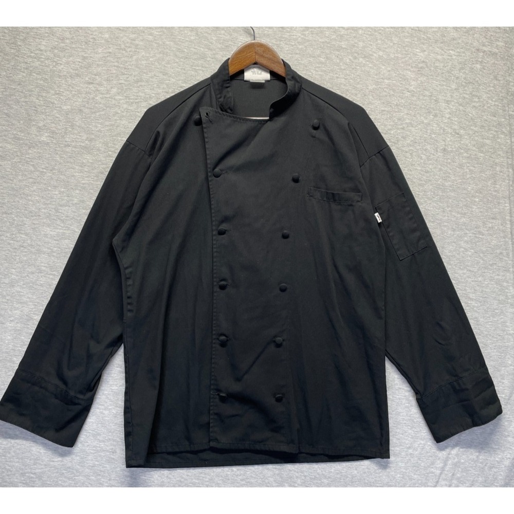 Uncommon Threads Chef Coat Mens Medium Black Double Breasted Restaurant Cooking